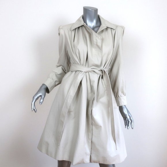 BALENCIAGA PULLED PUFF SLEEVE COAT BEIGE COTTON SIZE 34 BELTED JACKET - Picture 1 of 12